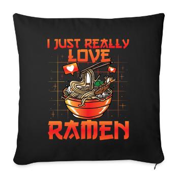 I just really love Ramen - Sofa pillowcase 17,3'' x 17,3'' (45 x 45 cm) - black - Front