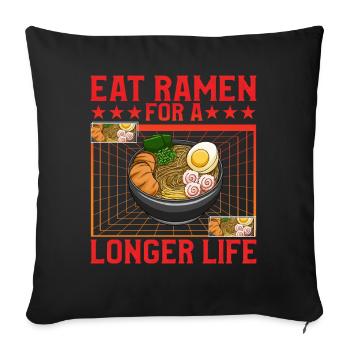 Mangez des ramen pour une vie plus longue - Housse de coussin décorative 45 x 45 cm - noir - Devant
