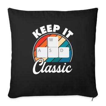 Retro Zocker Sprüche Gaming Geschenk - Sofakissenbezug 45 x 45 cm - Schwarz - Vorne