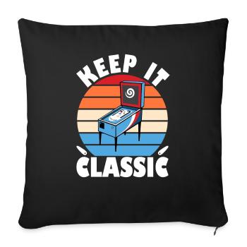 Retro Zocker Sprüche Gaming Geschenk - Sofakissenbezug 45 x 45 cm - Schwarz - Vorne