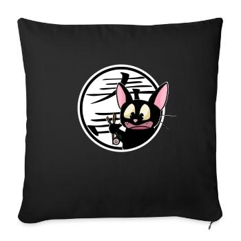 mignon drôle manga cat shirt autocollant - Housse de coussin décorative 45 x 45 cm - noir - Devant