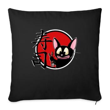 mignon drôle manga cat shirt autocollant - Housse de coussin décorative 45 x 45 cm - noir - Devant