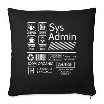 Systemadministrator, Systemadministrator - Sofakissenbezug 45 x 45 cm - Schwarz - Vorne