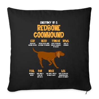 Anatomy of a Redbone Coonhound - Sofa pillowcase 17,3'' x 17,3'' (45 x 45 cm) - black - Front