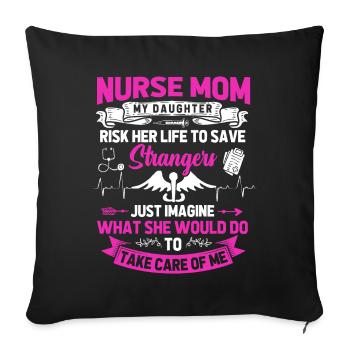 Infirmière Maman - Housse de coussin décorative 45 x 45 cm - noir - Devant