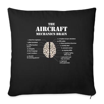 Flugzeugmechaniker-Gehirn - Sofakissenbezug 45 x 45 cm - Schwarz - Vorne