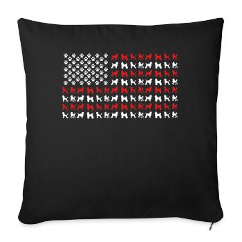 Propriétaire de caniche, Caniche drapeau américain - Housse de coussin décorative 45 x 45 cm - noir - Devant