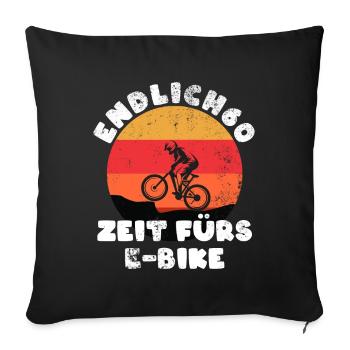 Finally 60! Time for the e-bike, bike rider - Sofa pillowcase 17,3'' x 17,3'' (45 x 45 cm) - black - Front