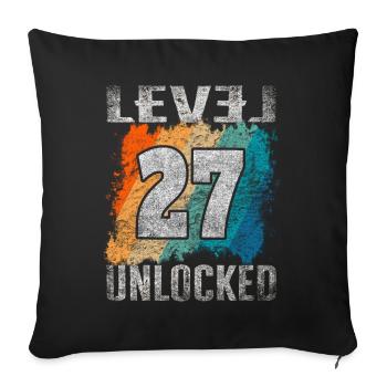 Birthday Gift Level Unlocked 27 years - Sofa pillowcase 17,3'' x 17,3'' (45 x 45 cm) - black - Front