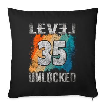 Birthday Gift Level Unlocked 35 years - Sofa pillowcase 17,3'' x 17,3'' (45 x 45 cm) - black - Front