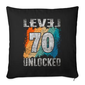 Birthday Gift Level Unlocked 70 years - Sofa pillowcase 17,3'' x 17,3'' (45 x 45 cm) - black - Front