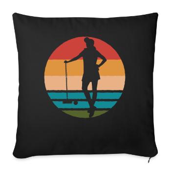 Croquet Lady Women Retro - Sofa pillowcase 17,3'' x 17,3'' (45 x 45 cm) - black - Front