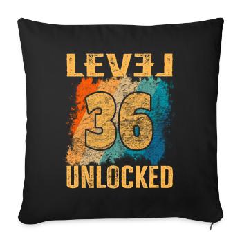 Birthday Gift Level Unlocked 36 years - Sofa pillowcase 17,3'' x 17,3'' (45 x 45 cm) - black - Front
