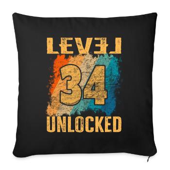Niveau cadeau d’anniversaire débloqué 34 ans - Housse de coussin décorative 45 x 45 cm - noir - Devant