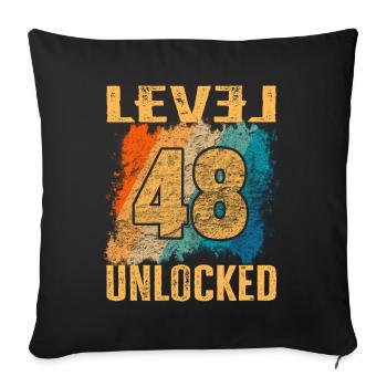 Birthday Gift Level Unlocked 48 years - Sofa pillowcase 17,3'' x 17,3'' (45 x 45 cm) - black - Front