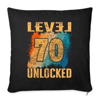Birthday Gift Level Unlocked 70 years - Sofa pillowcase 17,3'' x 17,3'' (45 x 45 cm) - black - Front