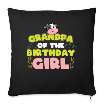 Anniversaire de vache, fille d’anniversaire de fermier - Housse de coussin décorative 45 x 45 cm - noir - Devant