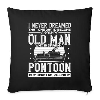 Vieux grincheux conduisant un ponton - Housse de coussin décorative 45 x 45 cm - noir - Devant