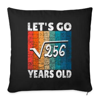 16ème anniversaire - la racine de 256 = 16 ans - Housse de coussin décorative 45 x 45 cm - noir - Devant