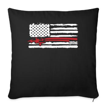 Drone Flying, Drones, US Flag Drone - Sofa pillowcase 17,3'' x 17,3'' (45 x 45 cm) - black - Front