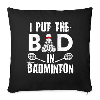 Badminton, Badminton players - Sofa pillowcase 17,3'' x 17,3'' (45 x 45 cm) - black - Front