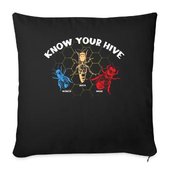 Connaissez votre ruche, apiculteur, apiculture - Housse de coussin décorative 45 x 45 cm - noir - Devant