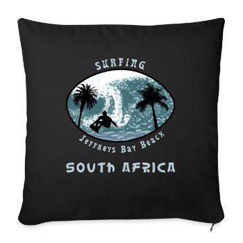 Surfer, Palmen, Südafrika Jeffreys Bay Strand - Sofakissenbezug 45 x 45 cm - Schwarz - Vorne