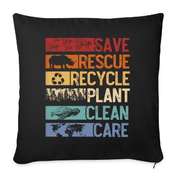 Jour de la Terre, Sauvez la planète - Housse de coussin décorative 45 x 45 cm - noir - Devant