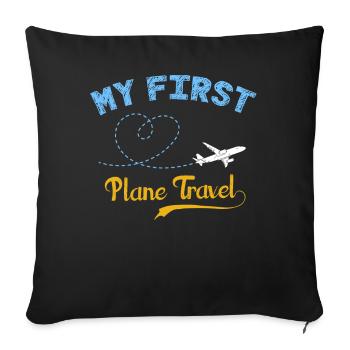 Premier avion, avion - Housse de coussin décorative 45 x 45 cm - noir - Devant