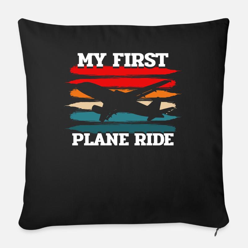 Premier avion, avion - Housse de coussin décorative 45 x 45 cm - noir