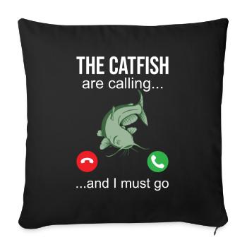 Catfish Telefonanruf - Blue Catfish Slayer - Sofakissenbezug 45 x 45 cm - Schwarz - Vorne