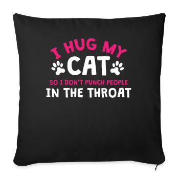 Je serre mon chat dans mes bras pour ne pas avoir de gens - Housse de coussin décorative 45 x 45 cm - noir - Devant