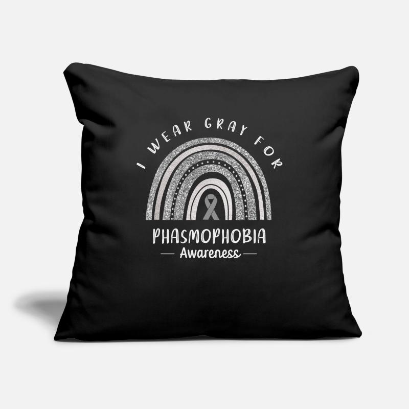 Nous portons du gris pour la conscience de la phasmophobie Housse de coussin décorative 45 x 45 cm
