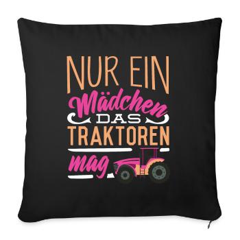 Just a girl what tractors like, farmer - Sofa pillowcase 17,3'' x 17,3'' (45 x 45 cm) - black - Front