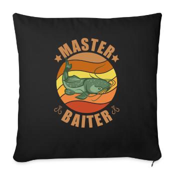 Master Baiter - Wels Catfish Angler Fischen Angeln - Sofakissenbezug 45 x 45 cm - Schwarz - Vorne