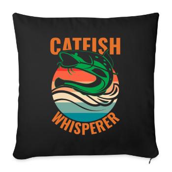 Catfish Whisperer - Wels Catfish Angler Angelrute - Sofakissenbezug 45 x 45 cm - Schwarz - Vorne
