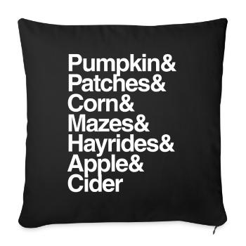 Patchs de citrouille Mazes de maïs Hayrides et Apple - Housse de coussin décorative 45 x 45 cm - noir - Devant