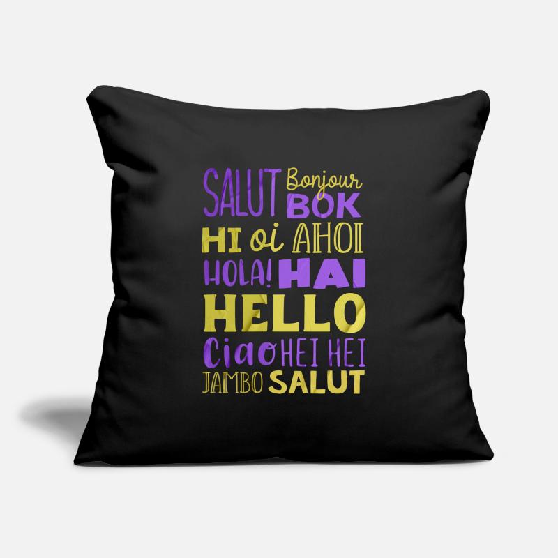 Word Hello Different Languages, Language Teacher Sofa pillowcase 17,3'' x 17,3'' (45 x 45 cm)