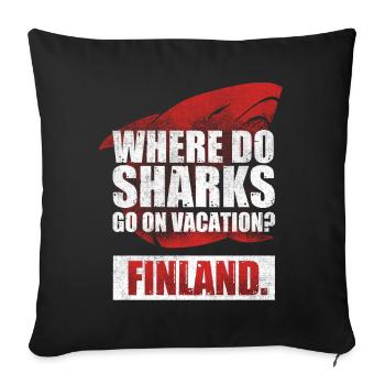 Semaine des requins, Requins, Blagues sur les requins - Housse de coussin décorative 45 x 45 cm - noir - Devant