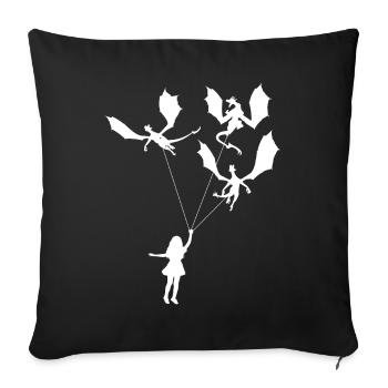 Funny Trendy Little Girl With Dragon - Sofa pillowcase 17,3'' x 17,3'' (45 x 45 cm) - black - Front