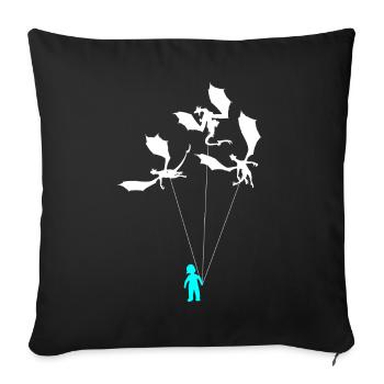 Funny Trendy Little Boy With Dragon - Sofa pillowcase 17,3'' x 17,3'' (45 x 45 cm) - black - Front