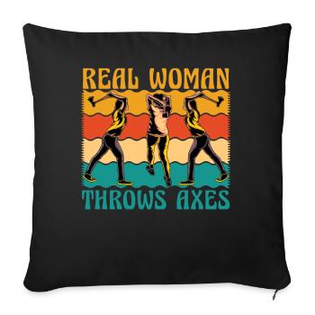 Une vraie femme lance des haches - Housse de coussin décorative 45 x 45 cm - noir - Devant