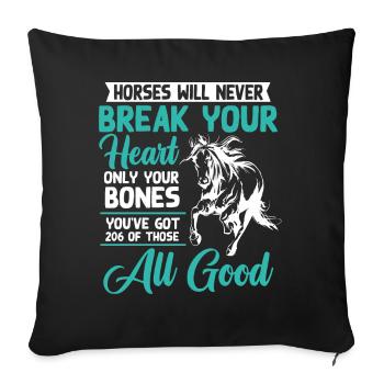Les chevaux ne vous briseront jamais le cœur - Housse de coussin décorative 45 x 45 cm - noir - Devant
