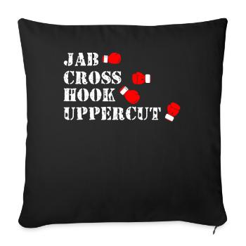 Boxing punches, boxers, upward hooks, hooks, jab - Sofa pillowcase 17,3'' x 17,3'' (45 x 45 cm) - black - Front