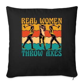 De vraies femmes lancent des haches - Housse de coussin décorative 45 x 45 cm - noir - Devant