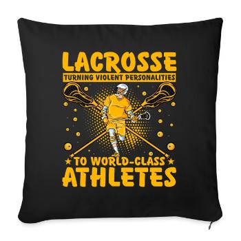 Lacrosse Funny saying - Sofa pillowcase 17,3'' x 17,3'' (45 x 45 cm) - black - Front
