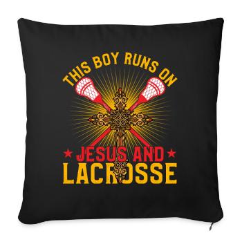 Ce garçon court sur Jésus et la crosse - Housse de coussin décorative 45 x 45 cm - noir - Devant
