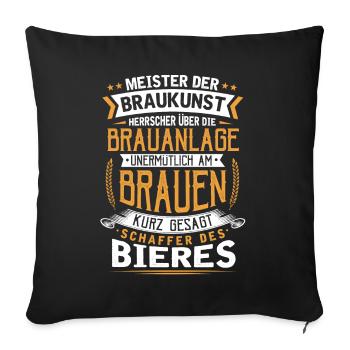 Bierbrauer, Bierkunst, Bier, Biere, Brauer - Sofakissenbezug 45 x 45 cm - Schwarz - Vorne