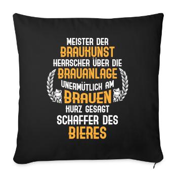Bierbrauer, Bierkunst, Bier, Biere, Brauer - Sofakissenbezug 45 x 45 cm - Schwarz - Vorne