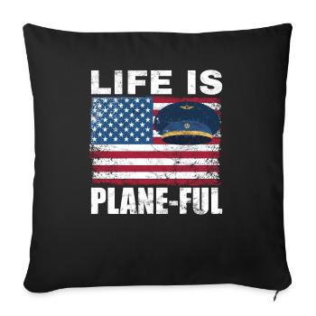 Airline Pilot Aviation Captain Jumbo Jet - Sofa pillowcase 17,3'' x 17,3'' (45 x 45 cm) - black - Front